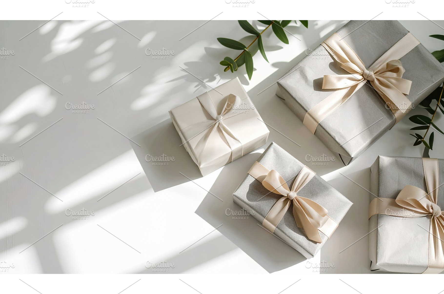 Elegant wrapped gift boxes with, a Holiday Photo by Igor Tichonow