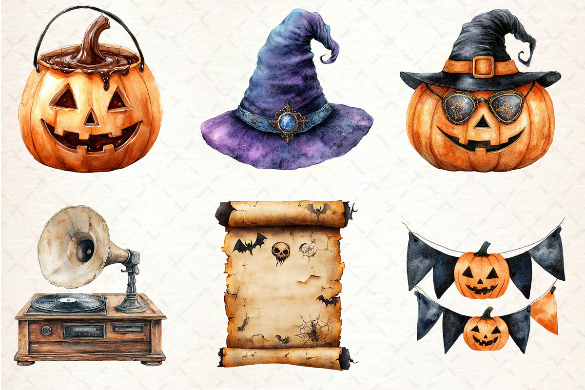 Vintage Halloween Clipart, an Illustration by Dream Creation (Photo 7 of 7)