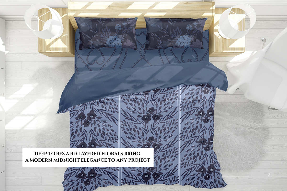 Bedtime florals. Midnight Patterns, a Pattern Graphic by PaperJamLab (Photo 2 of 13)