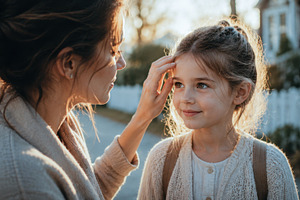 Mom chats with daughter at dusk, a Photo by Beautiful things