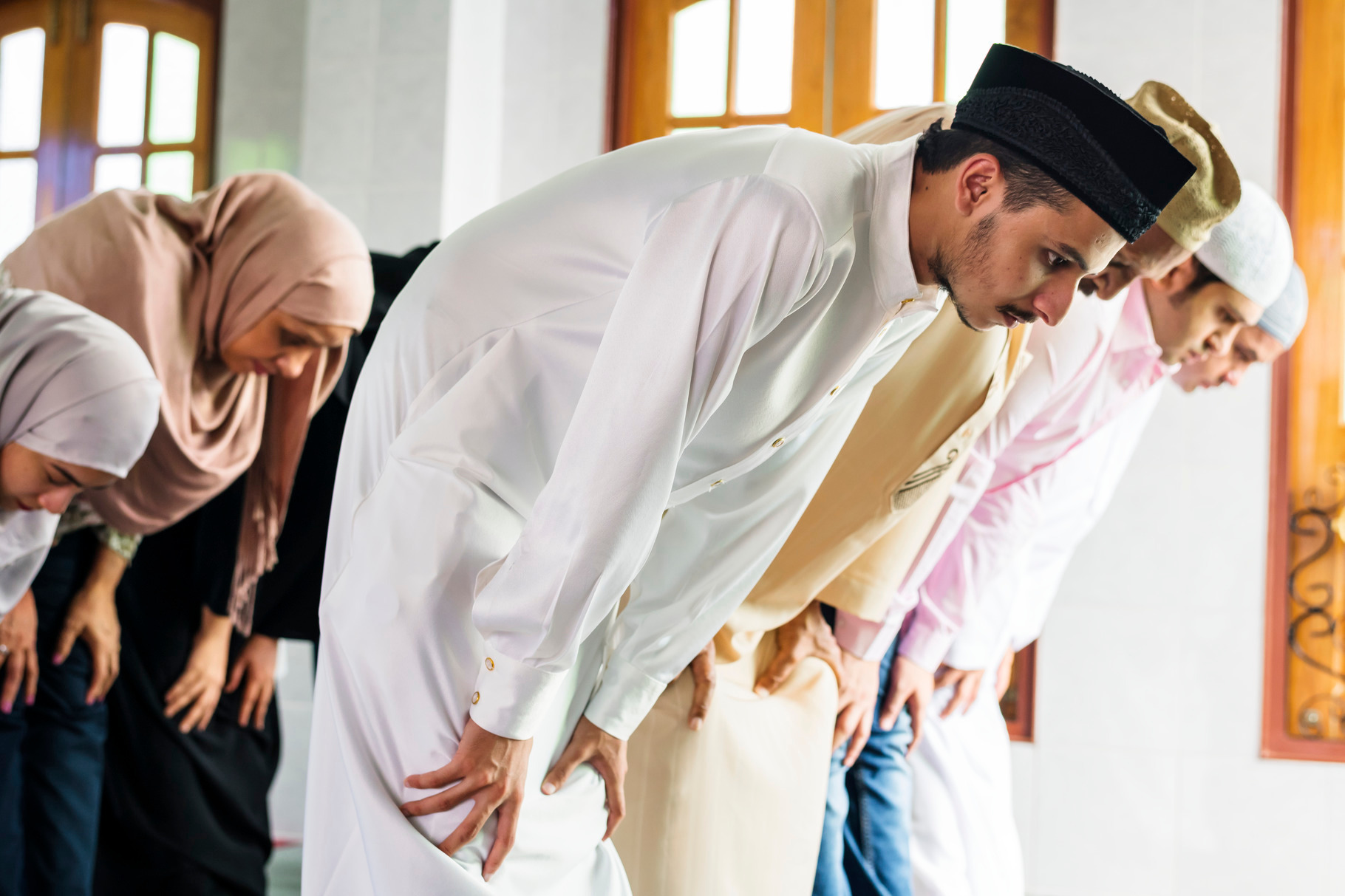 Muslim praying at the mosque featuring allah, arab, and arabic, a ...