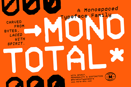 Mono Total–Monospaced Font Family, a Sans Serif Font by More Etc. Studios