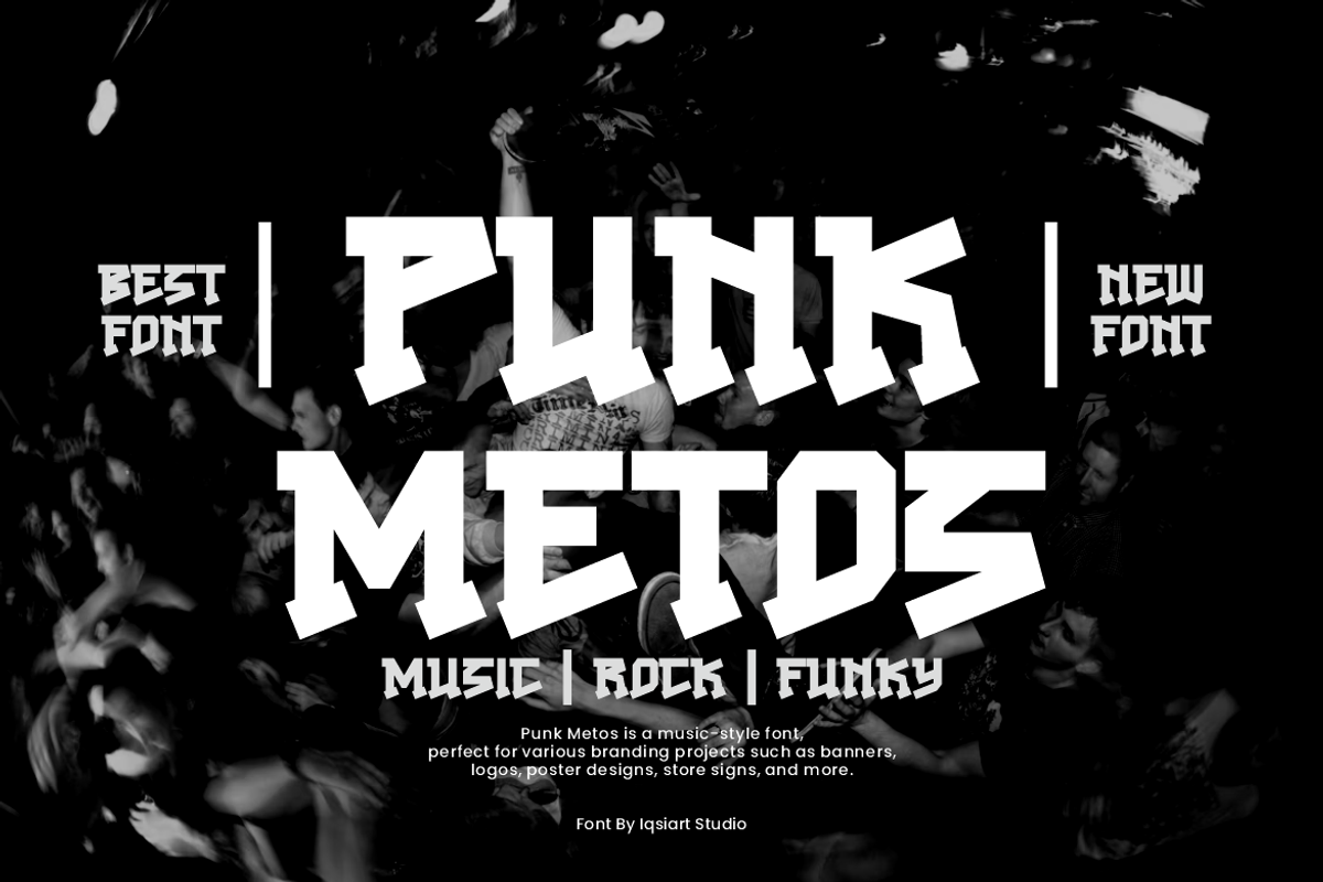 Punk Metos - Music Font, a Slab Serif Font by Iqsiart Studio (Photo 1 of 7)