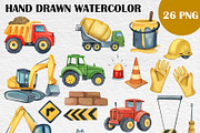 Watercolor Construction Clipart PNG, a Transportation Illustration by PatternPalette (Thumbnail 4 of 4)
