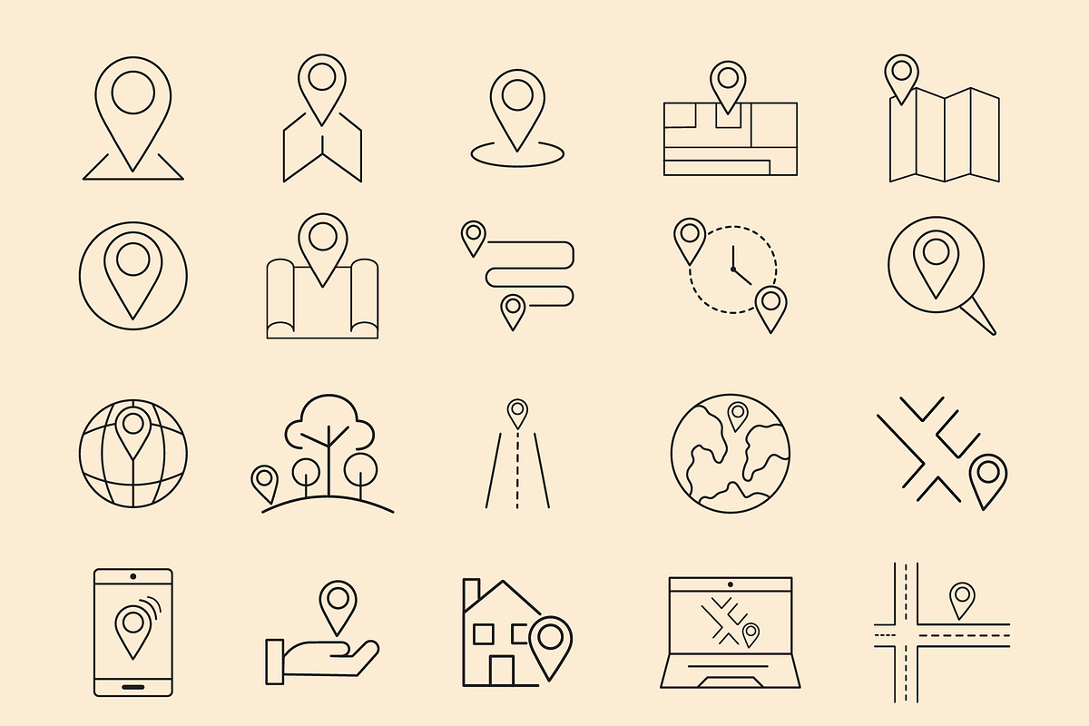Location & Map Navigation Icons Set