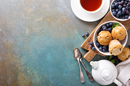 Blueberry muffins in a bowl featuring blueberry, muffins, and bowl, a Food & Drink Photo by farwasser