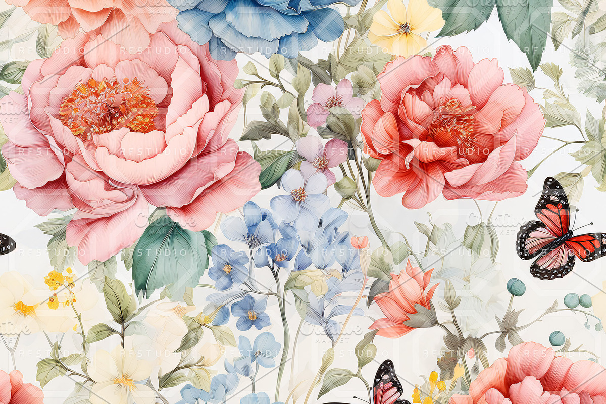 BLOSSOM FLIGHT. Seamless Pack, a Texture Illustration by RefinedFantasyStudio (Photo 9 of 9)