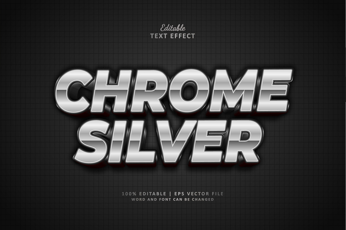 Text Effect Chrome Silver, a Layer Style Add-On by Navy Graphic (Photo 1 of 2)