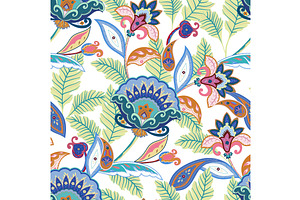 Fantasy Flowers Seamless Pattern