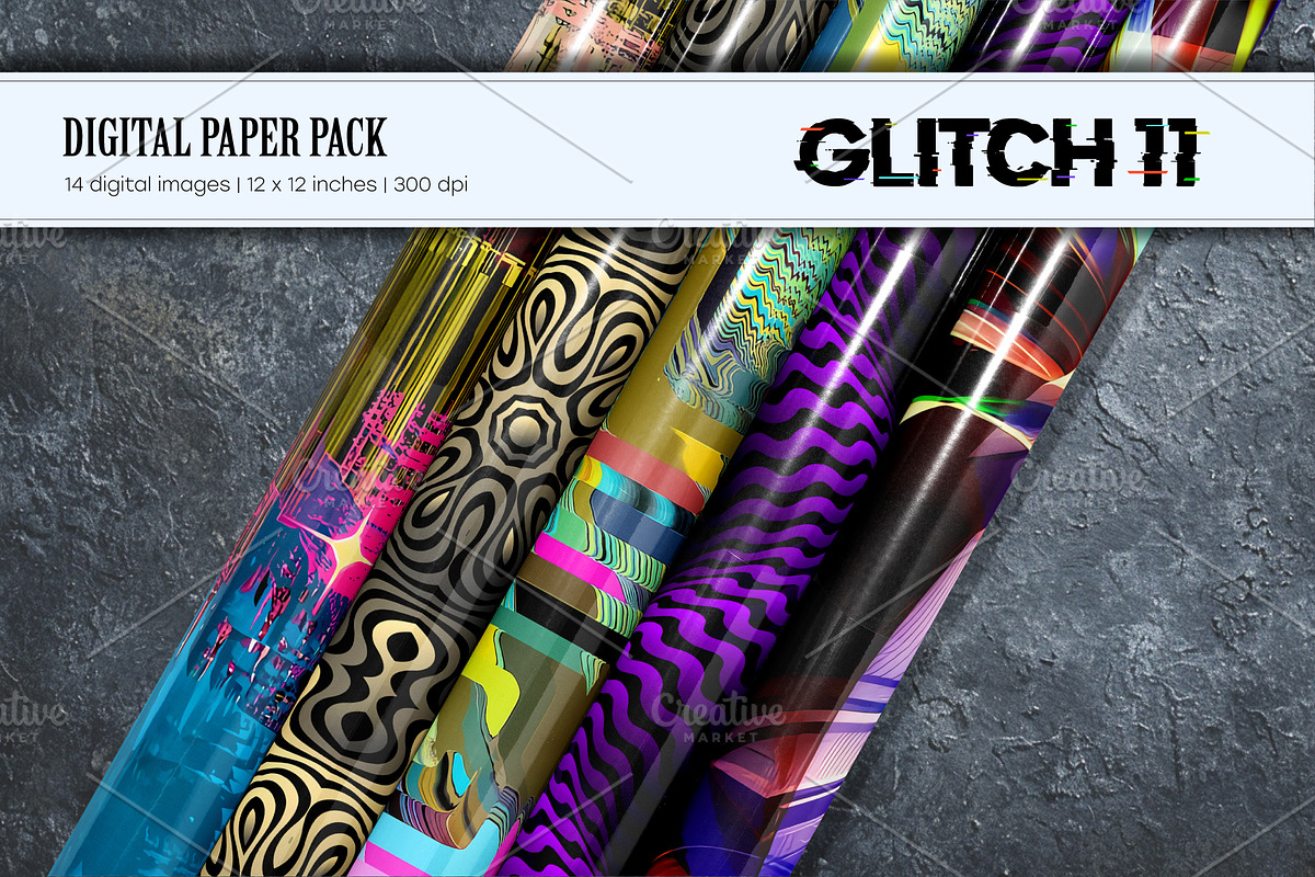 Glitch Psychedelic 11. Digital Paper, a Texture Illustration by KENO Mascots (Photo 8 of 9)