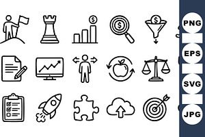 Business Strategy Icon Set, an Illustration by designvectx