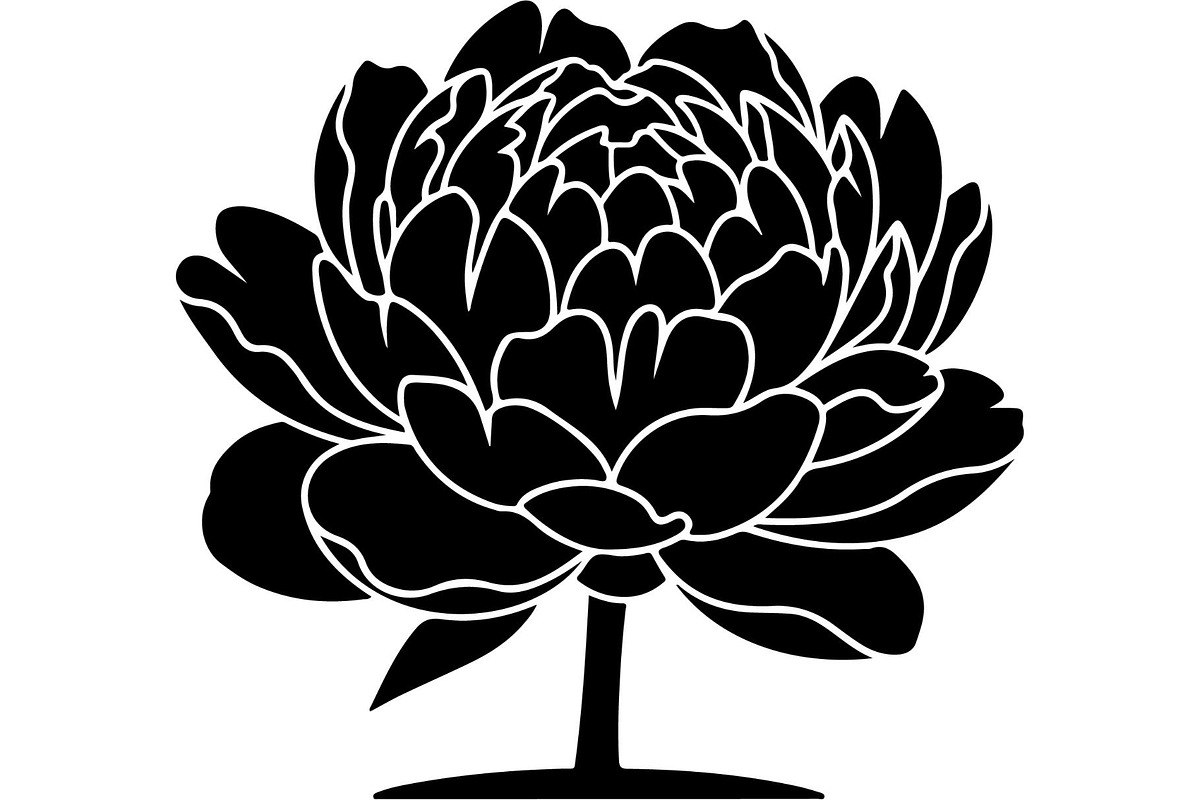 Peony Flower Silhouette, an Object Graphic by Designer_Momina (Photo 14 of 18)