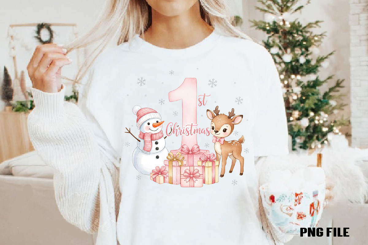 Pink Snowman Baby First Christmas, an Illustration by DreamCafeArt (Photo 3 of 5)