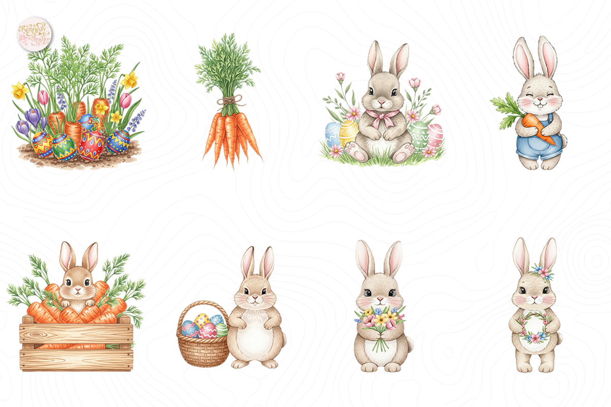 Cute Easter Clipart PNG Bundle., an Object Illustration by KennedyStudio (Photo 2 of 5)