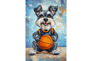 Basketball Schnauzer Dog Art Print