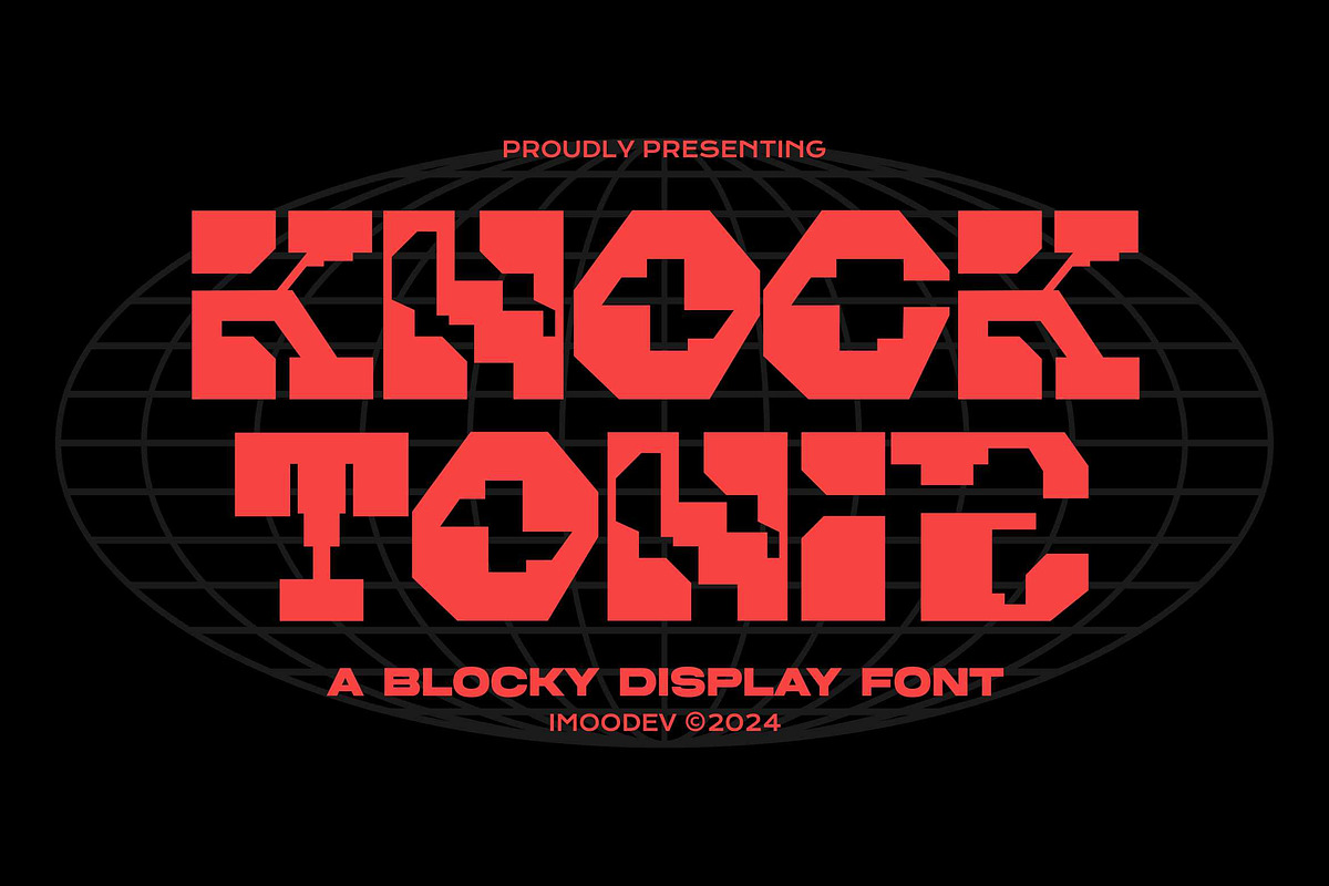 Knock Tonic - Geometric Space Font, a Sans Serif Font by Imoodev (Photo 1 of 5)