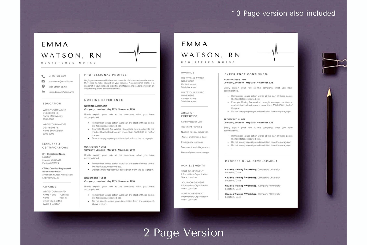 Registered Nurse Resume template, a Resume Template by Climbwithelevator (Photo 2 of 6)