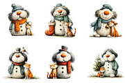 Whimsical Christmas Snowman Clipart, an Illustration by DreamArtGraphic (Thumbnail 4 of 5)