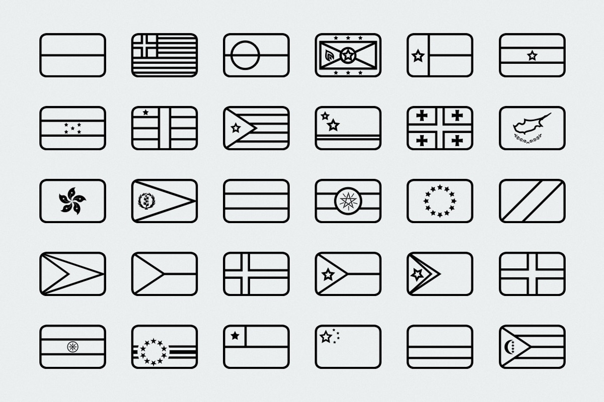 Outline rounded world flags preview 4