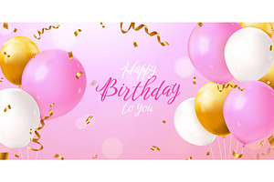 Birthday balloons banner. Happy day, an Object Illustration by Stock-Smart-Start