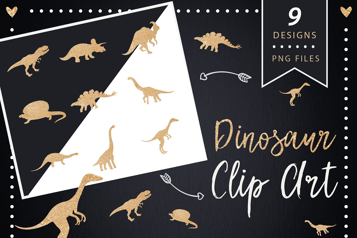 Gold Dinosaur Clip art, a Graphic by ConfettiBears (Photo 1 of 5)