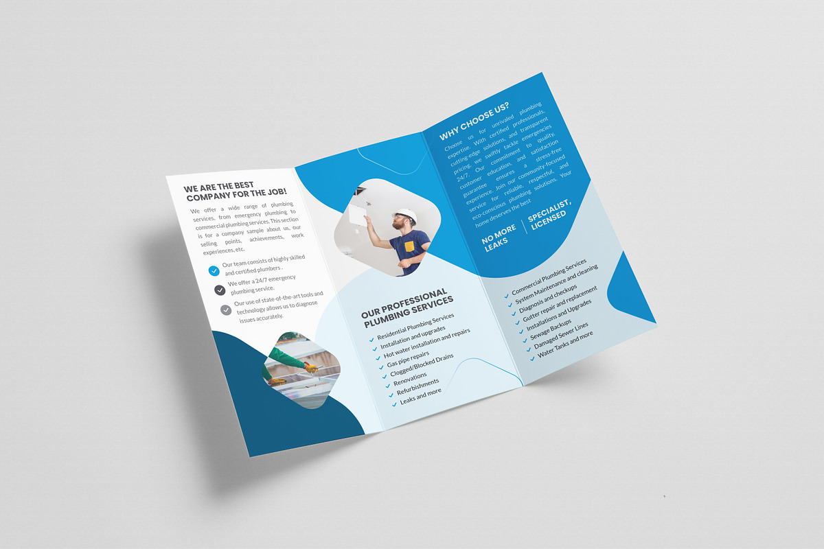 Plumbing Service Trifold Brochure, a Brochure Template by DesignOriel (Photo 2 of 3)
