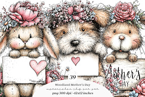 Whimsical woodland mothers day PNG, an Illustration by SinaCreation