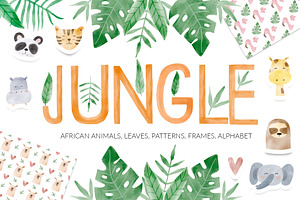 Watercolor african animal faces