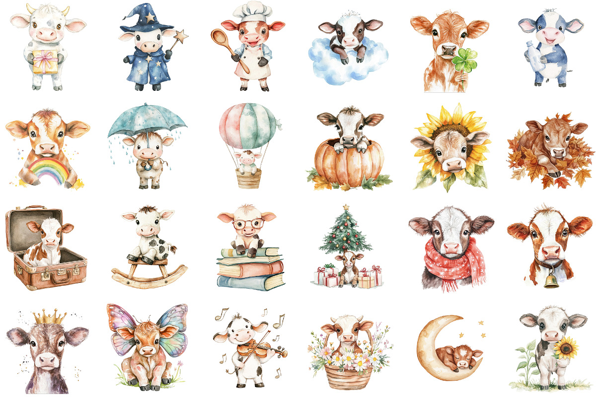 Cute Cow Clipart Baby Cow Png, an Illustration by Sublimation Artist (Photo 2 of 6)