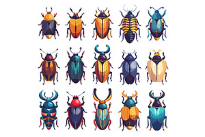 Cartoon Egyptian Scarab Beetles Icon