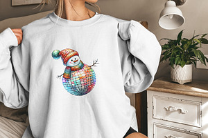 Christmas Disco Snowman Png, Retro