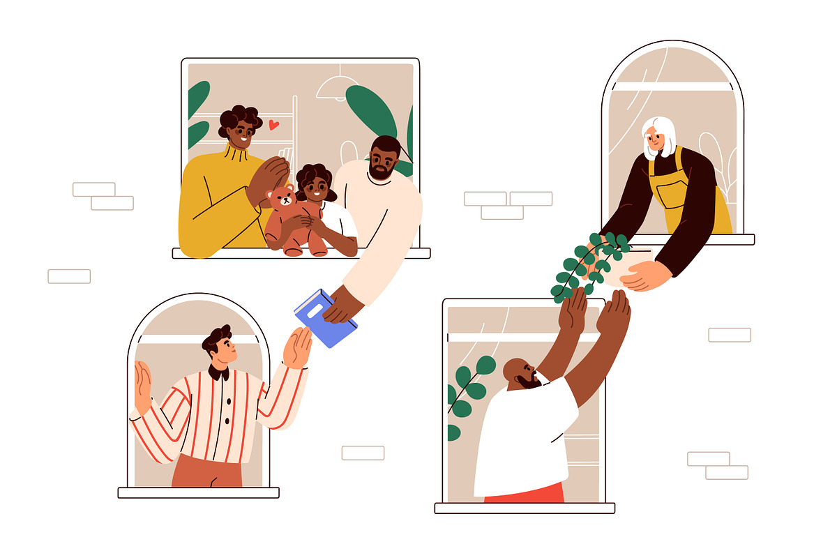 Neighbors and neighborhood concept, a Person Illustration by Good Studio