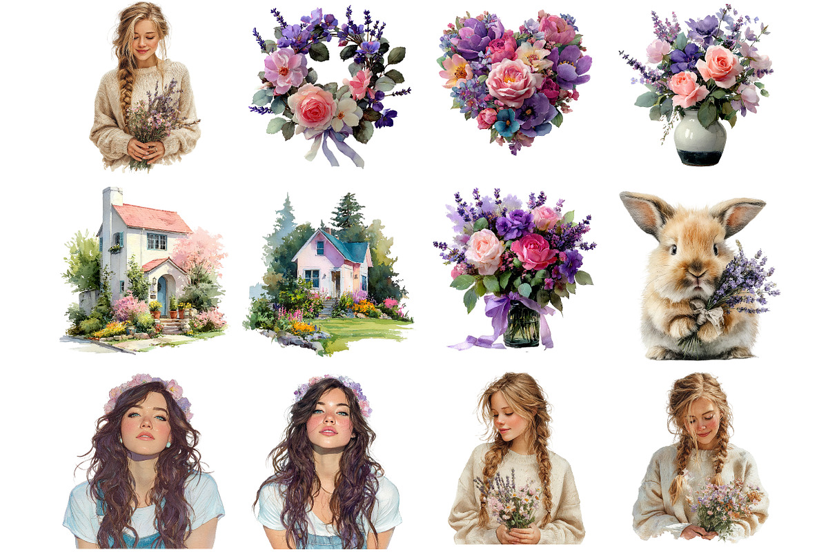 Springtime Serenity Clipart, an Illustration by DreamArtGraphic (Photo 2 of 4)