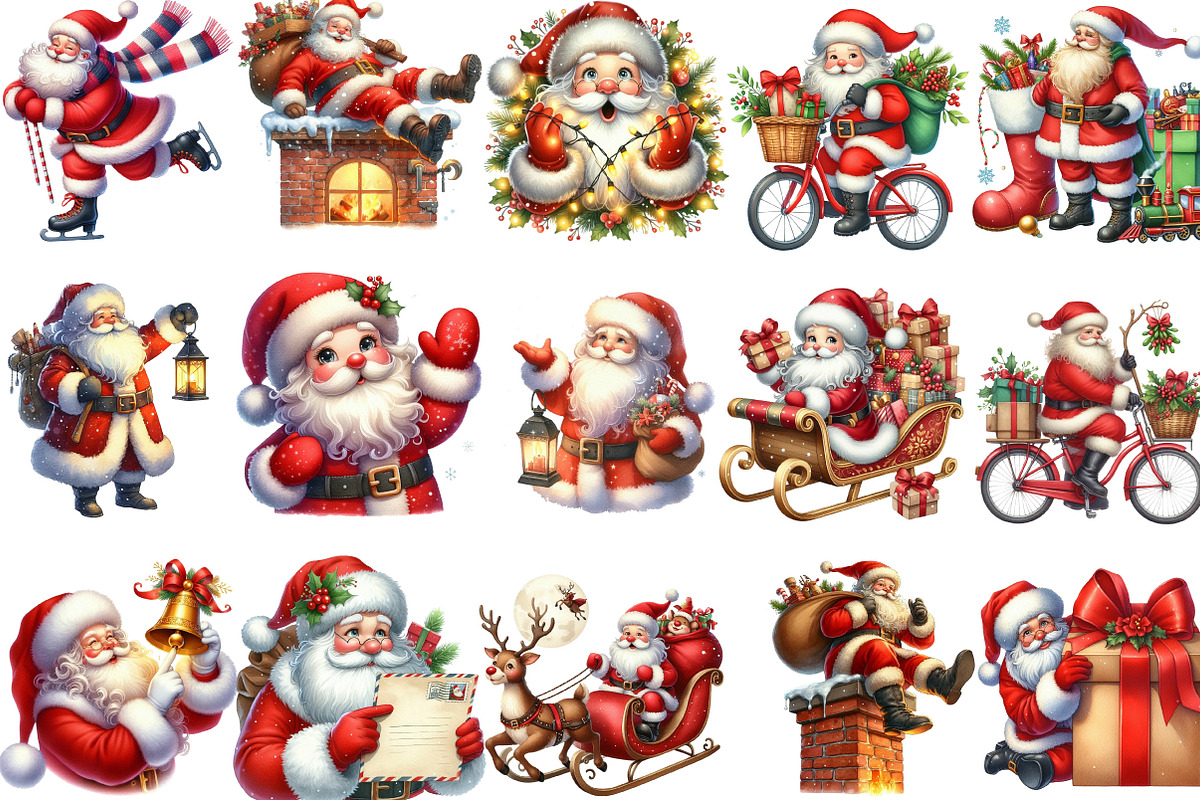 Christmas Santa Claus Clipart, an Illustration by Designking (Photo 3 of 5)