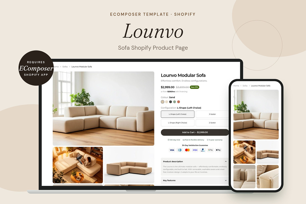 Lounvo - Shopify EComposer Template, a Shopify Template by Boost Convert (Photo 1 of 11)