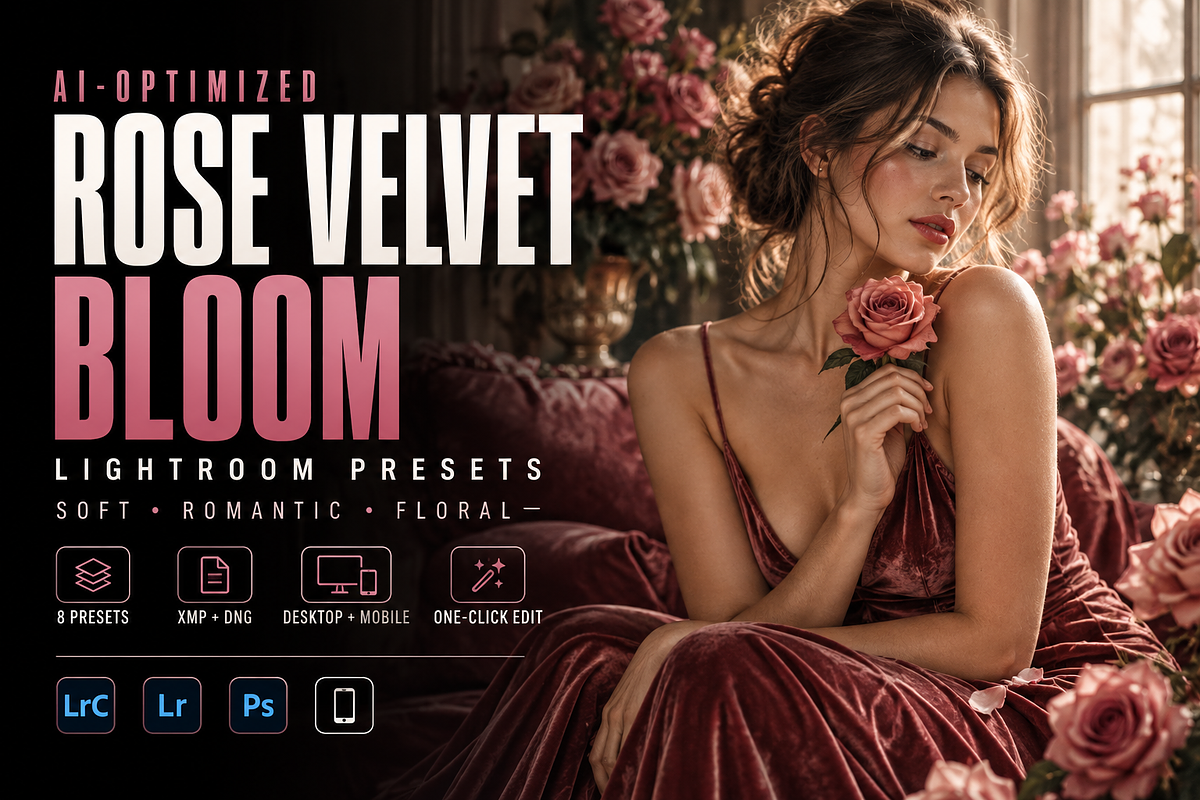 Rose Velvet Bloom Lightroom Presets, a Preset Add-On by AAA Presets (Photo 1 of 12)
