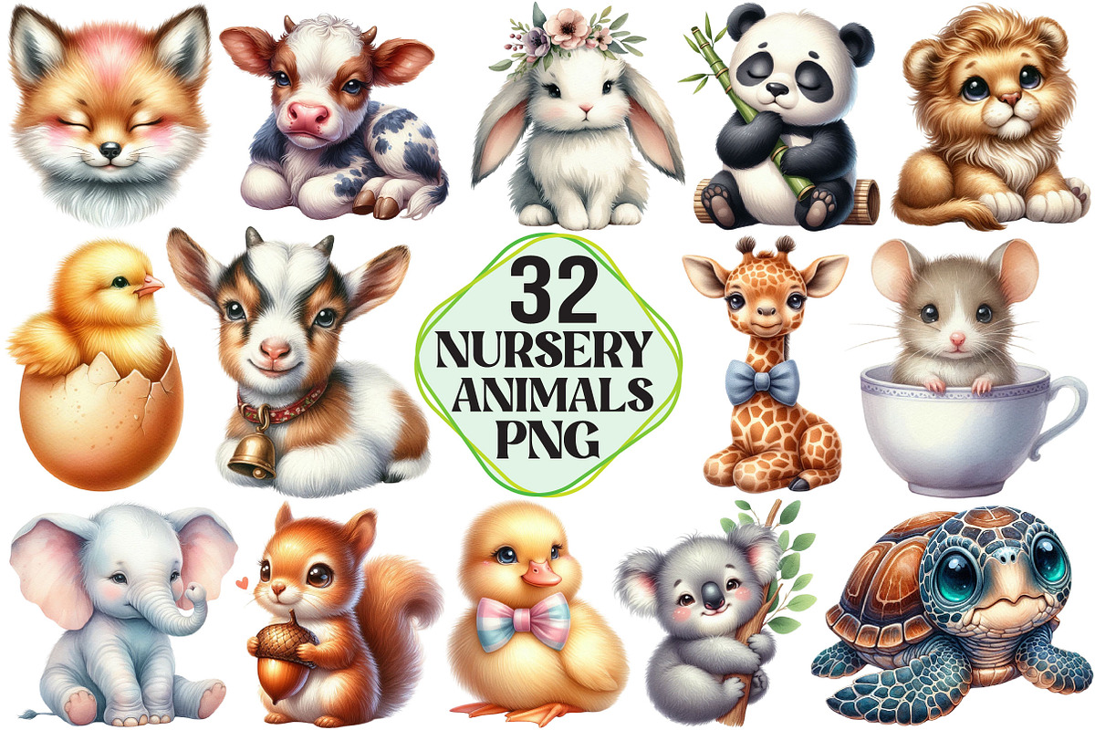 Nursery Animals Clipart, an Illustration by Pixels.Craft (Photo 1 of 7)