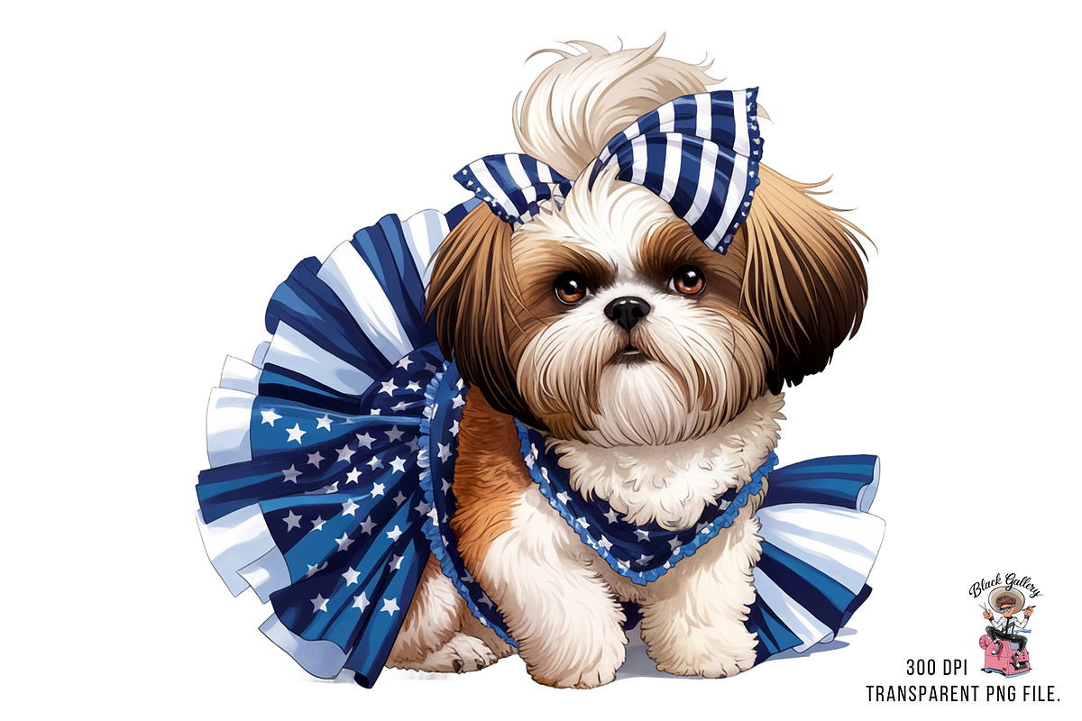 Patriotic Shih Tzu PNG Bundle, a Graphic by Clipart Bloom (Photo 9 of 15)