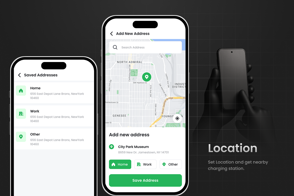 Nearby Chargin finder app DeliCharge, an UI Kit Template by Opus LabWorks (Photo 4 of 7)