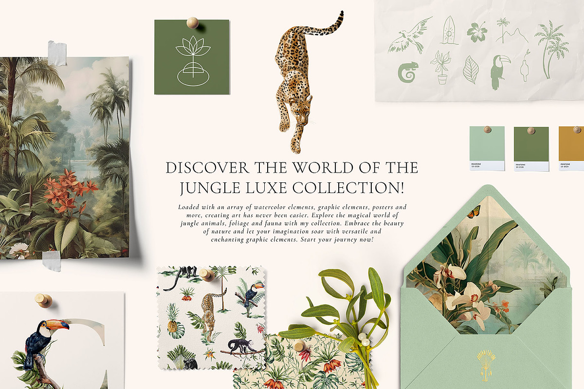 Jungle Luxe Watercolor Collection, an Object Graphic by Julia Dreams (Photo 2 of 12)