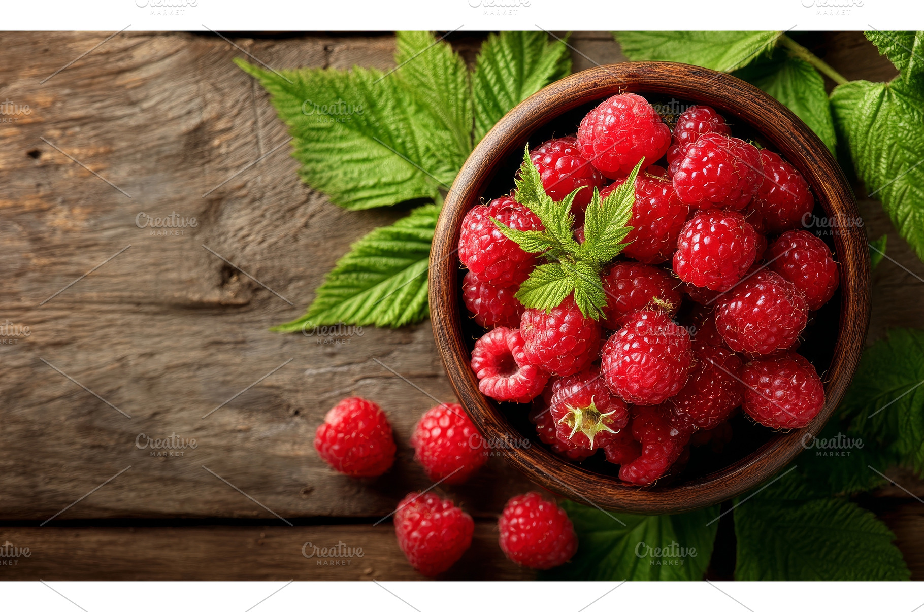 Ripe organic raspberries sit in a, a Food & Drink Photo by ZinetroN