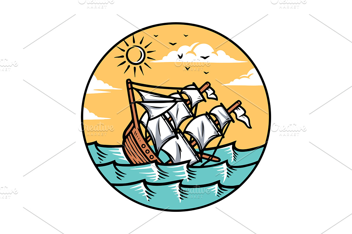 ship sinking in the ocean, an Illustration by gunaonedesign (Photo 1 of 5)