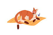 Cute kangaroo set + seamless pattern, an Animal Illustration by PaperTrident (Thumbnail 12 of 15)