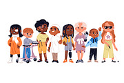 Diverse kids with disabilities set, a Person Illustration by PaperTrident (Thumbnail 9 of 10)