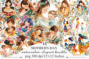 Watercolor Mother’s Day Clipart, an Illustration by Designking (Thumbnail 1 of 5)