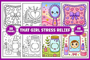 That Girl Stress Relief Coloring, a Decorative Illustration by Coco Bloom (Thumbnail 1 of 4)