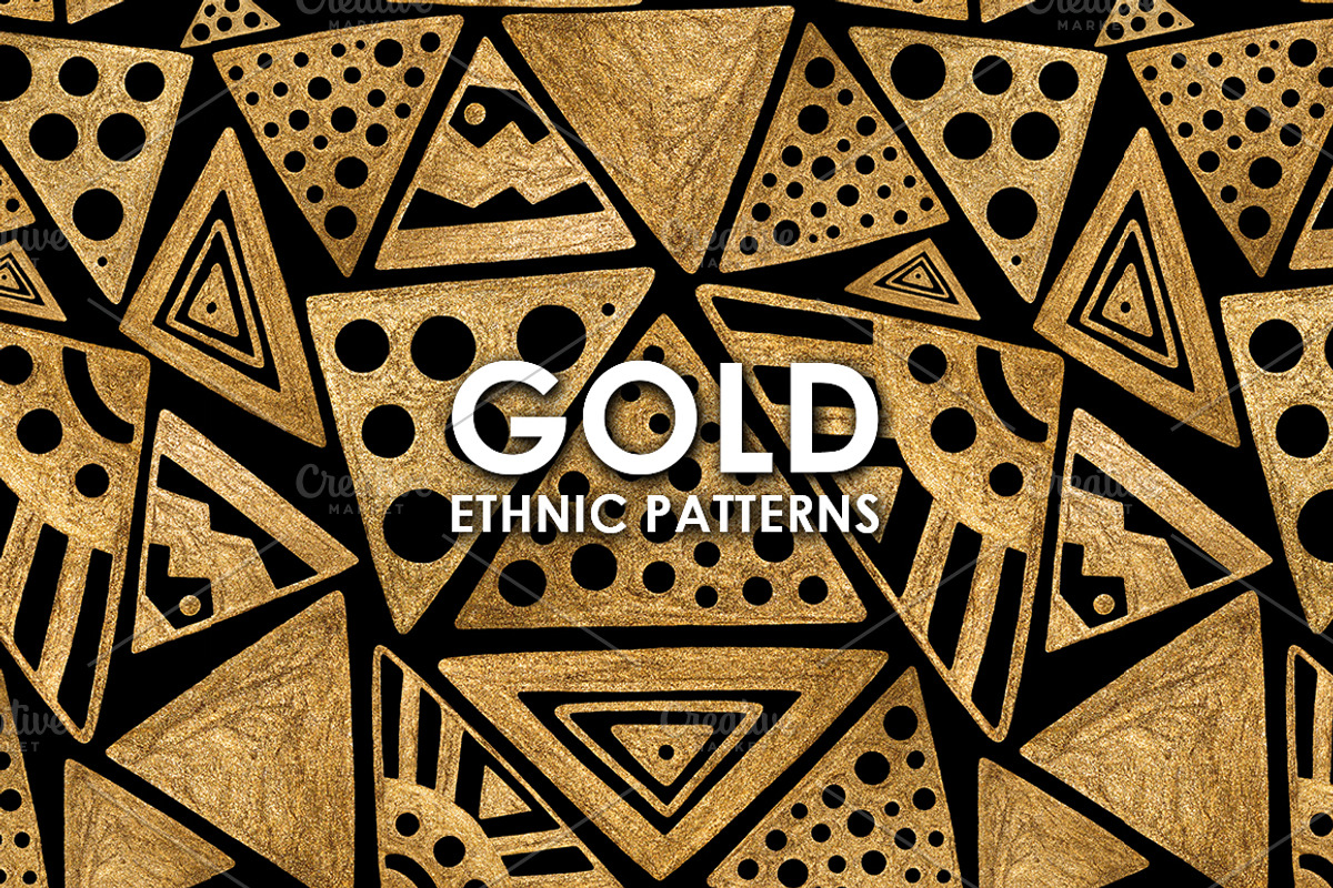 GOLD ETHNIC patterns. Hand painted., a Pattern Graphic by xgart (Photo 1 of 7)