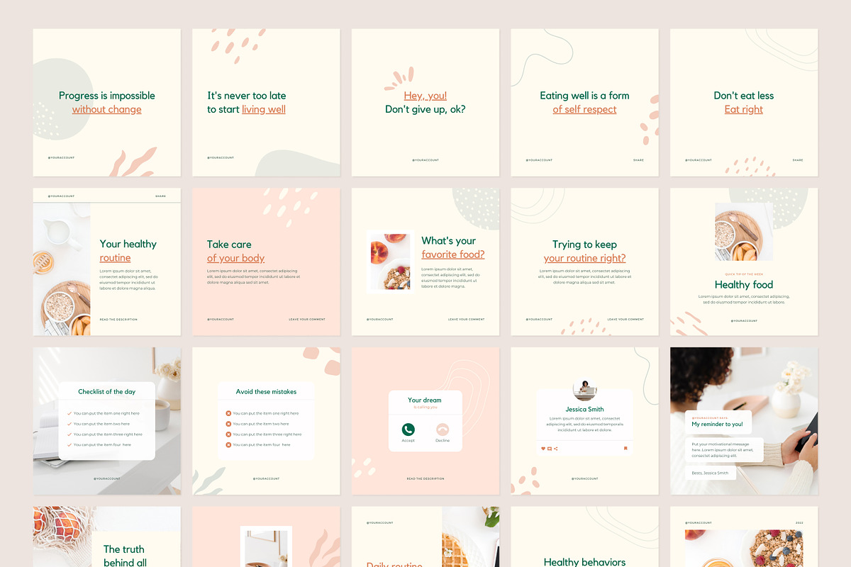 Wellness Instagram Post Template, a Social Media Template by Modo Design Studio (Photo 3 of 9)
