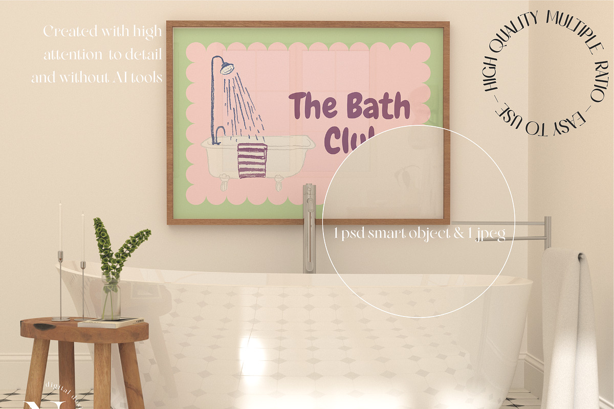 Boho Bathroom Frame Mockup Bundle, a Product Mockup by N digital designs (Photo 3 of 7)