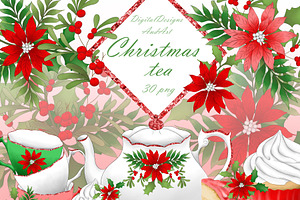 Christmas Tea Set Clipart